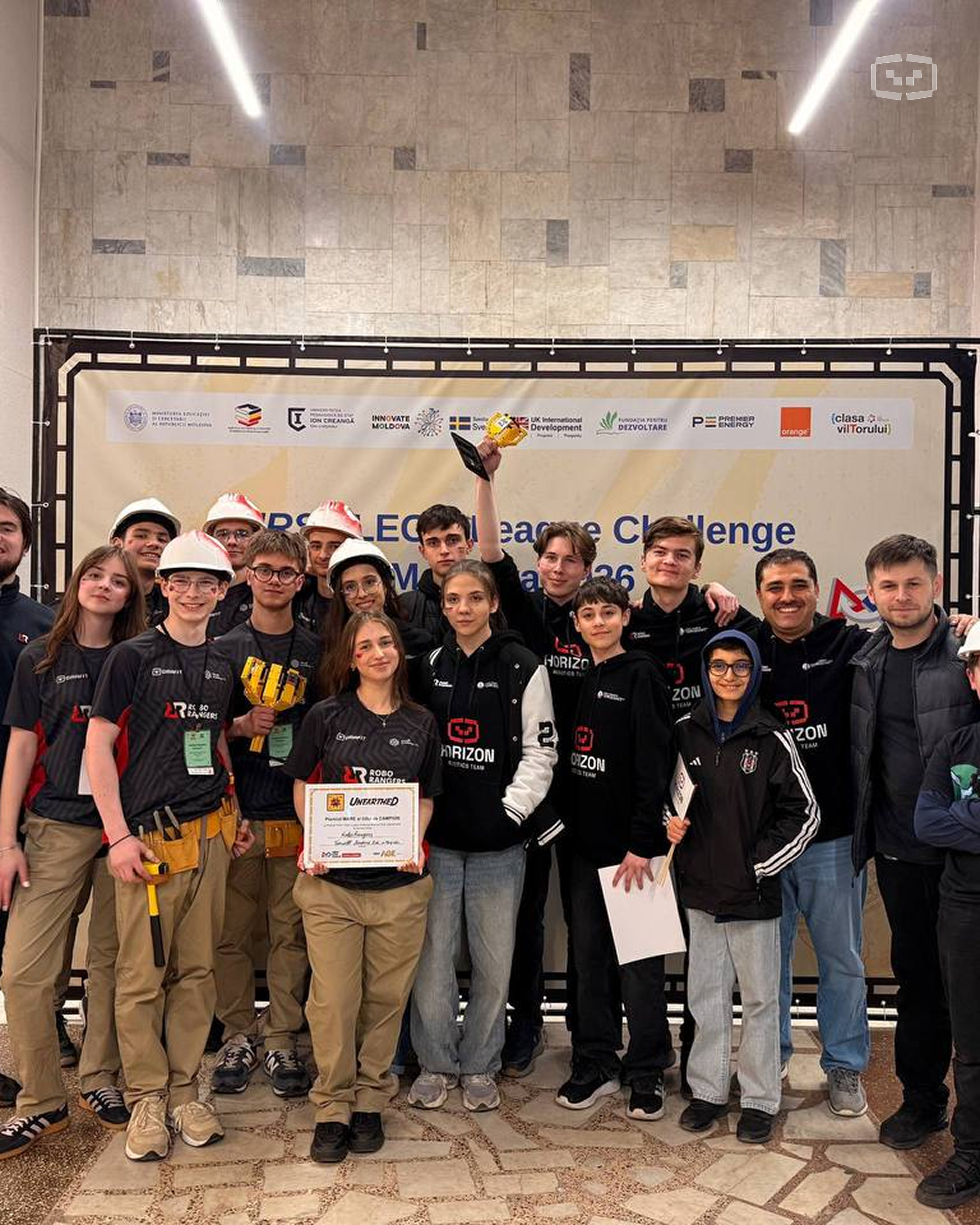 Robotics team at a regional finals event